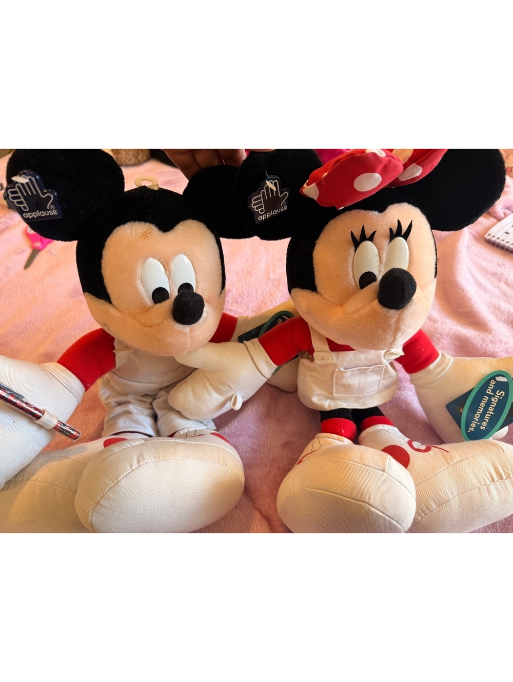Vintage 90s Applause brand Minnie & Mickey Mouse plushie dolls new tags